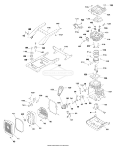 Engine Diagram and Parts List for 030727-00  Briggs and Stratton Generator